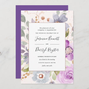 Lilac Blooms Frame Wedding Invitation