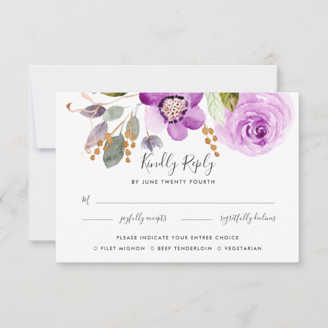 Lilac Blooms Meal Choice RSVP Card (Front)