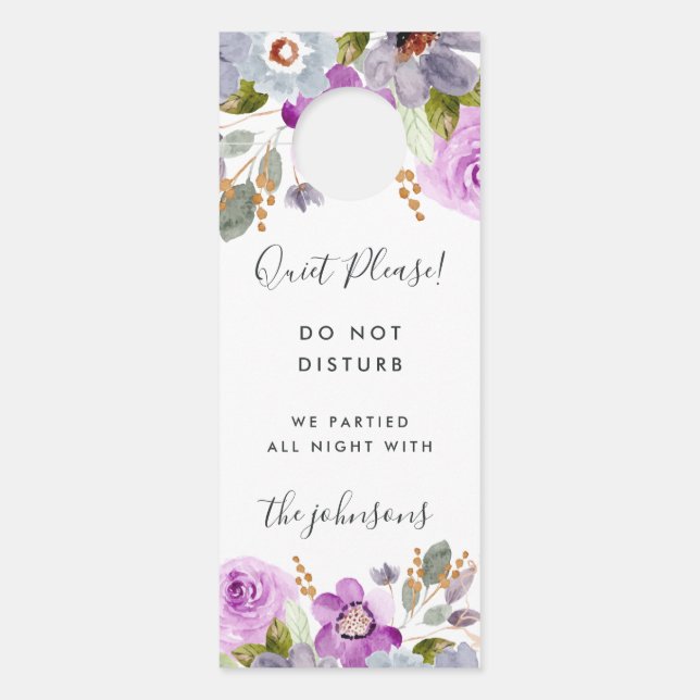 Lilac Blooms Wedding Do Not Disturb Door Hanger (Front)