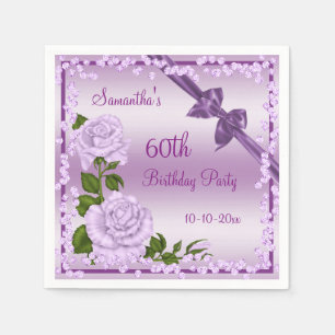 Lilac Blossom, Bows & Diamonds 60th Napkin