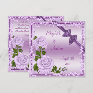 Lilac Blossom, Bows & Diamonds Wedding Invitation