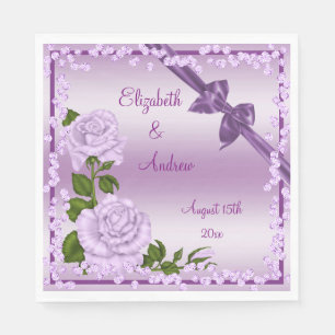 Lilac Blossom, Bows & Diamonds Wedding Napkin