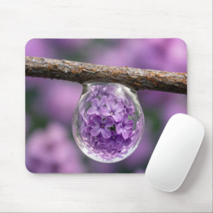 Lilac Blossom Reflected in Raindrop Mouse Mat