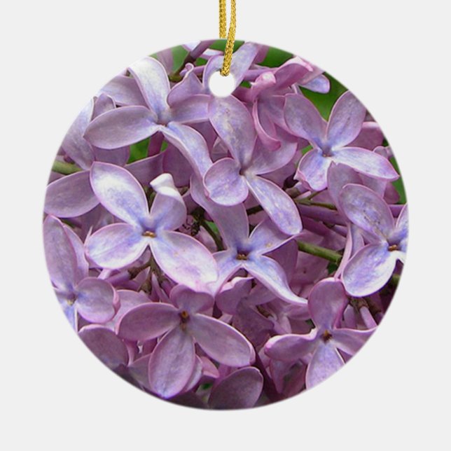 Lilac Blossoms Ceramic Tree Decoration (Front)