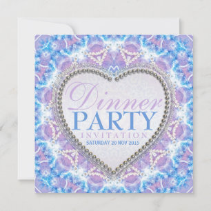 Lilac Blue Bohemian Glow Dinner Party Invitations