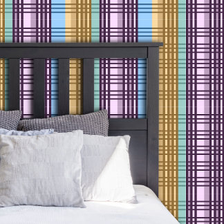 Lilac Blue Yellow Green Plaid Elegant Pattern Wallpaper