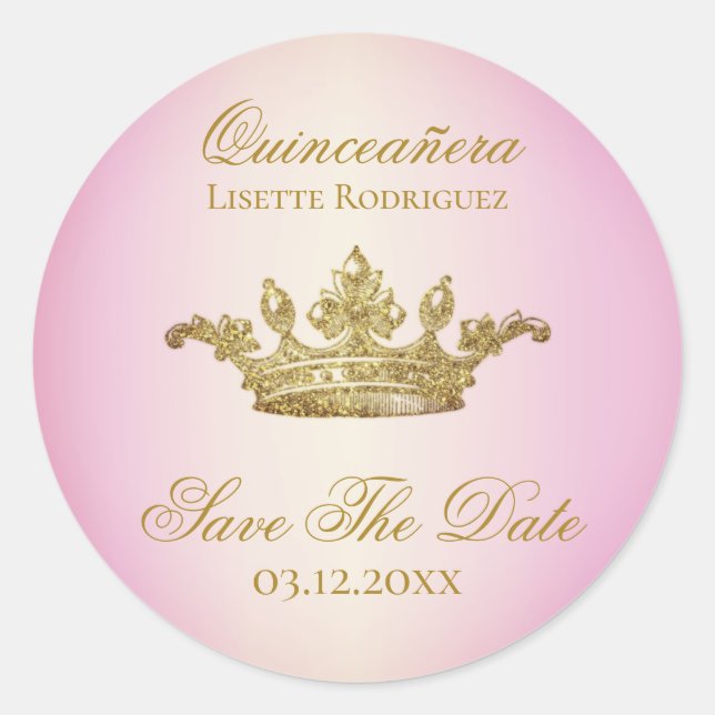 Lilac Blush Burgundy Save The Date Quinceanera Classic Round Sticker (Front)