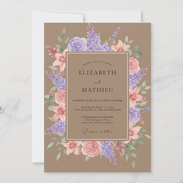 Lilac Blush Floral Artistry Wedding Invitation (Front)
