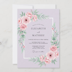 Lilac Blush Peony Wedding Invitation