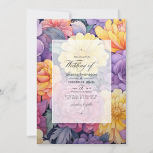 Lilac, Blush Pink and Vintage Yellow Wedding Invit Invitation