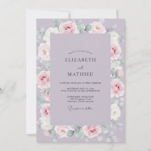 Lilac Blush Wreath Wedding Invitation