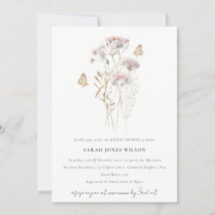 Lilac Boho Wildflower Fern Botanical Bridal Shower Invitation