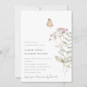 Lilac Boho Wildflower Fern Botanical Engagement Invitation