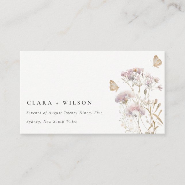 Lilac Boho Wildflower Fern Botanical Wedding Enclosure Card (Front)