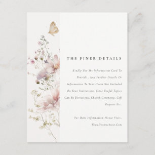 Lilac Boho Wildflower Fern Foliage Wedding Detail Enclosure Card