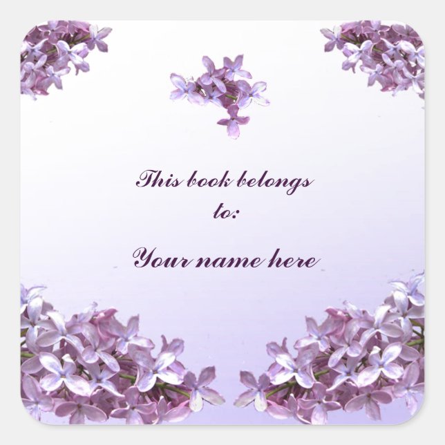 Lilac Bookplate Square Sticker (Front)