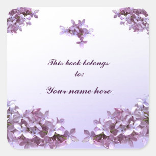 Lilac Bookplate Square Sticker