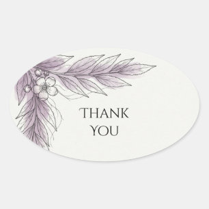 Lilac Botanical Leaf Thank You Sticker
