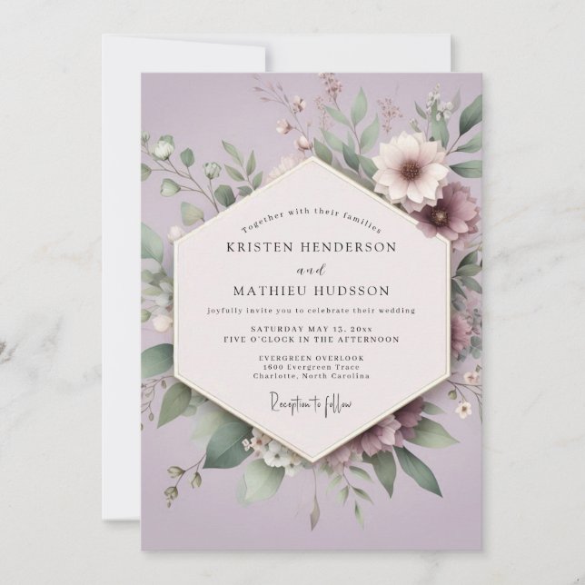 Lilac Botanical Romance Wedding Invitation (Front)