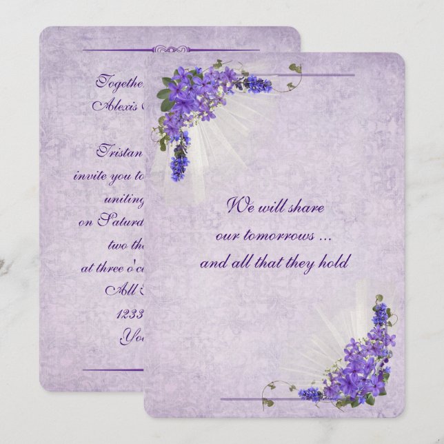 Lilac Bouquet Wedding Invitation (Front/Back)