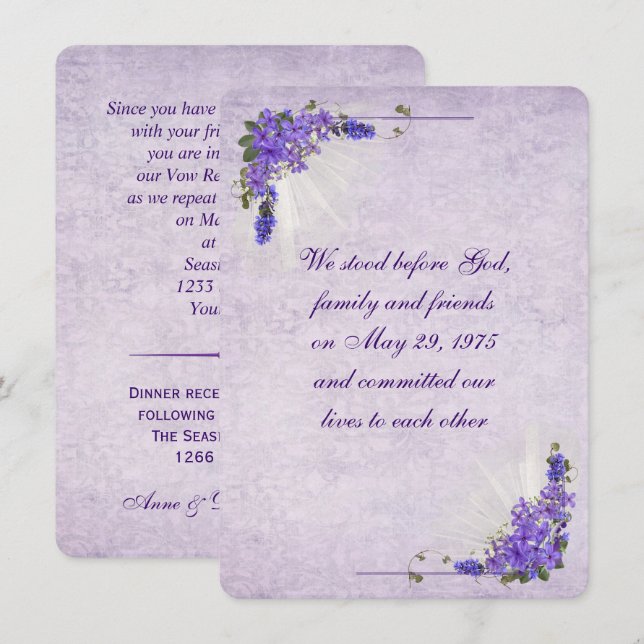 Lilac Bouquets for Vow Renewal Invitation (Front/Back)