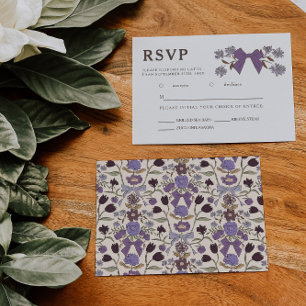 Lilac Bow Floral Wedding RSVP Meal Choice 