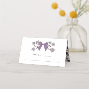 Lilac Bow Floral Wedding Table Number Place Card