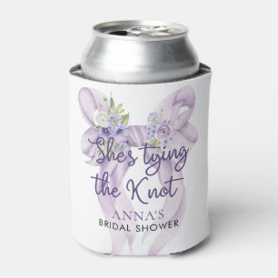 Lilac Bow She's Tying the Knot Bridal Shower Can Cooler
