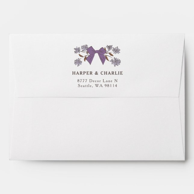 Lilac Bow Wedding Return Address  Envelope (Back (Top Flap))