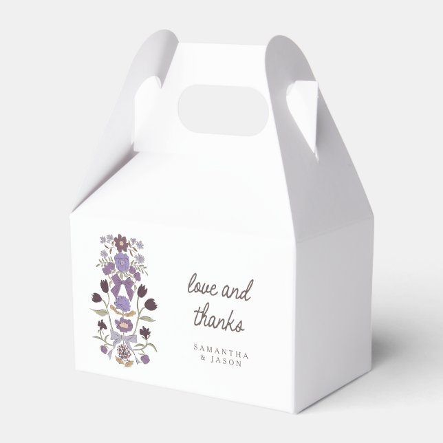 Lilac Bows Florals Wedding Favour Box (Front Side)