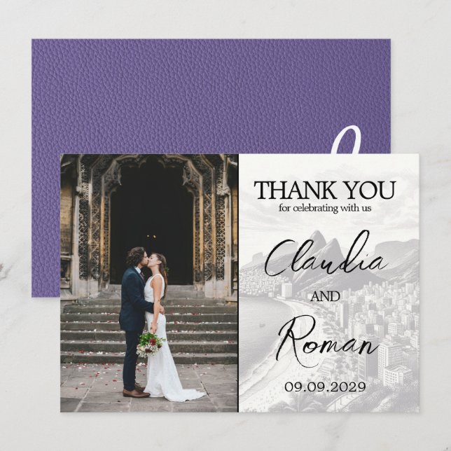 Lilac Brazil Passport Thank You Card (Front/Back)