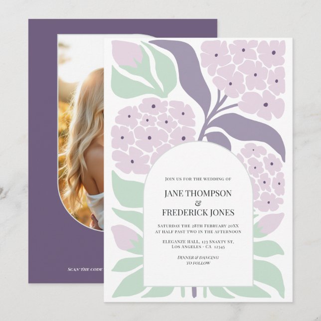 Lilac Breeze Floral Modern Spring Wedding Invitation (Front/Back)
