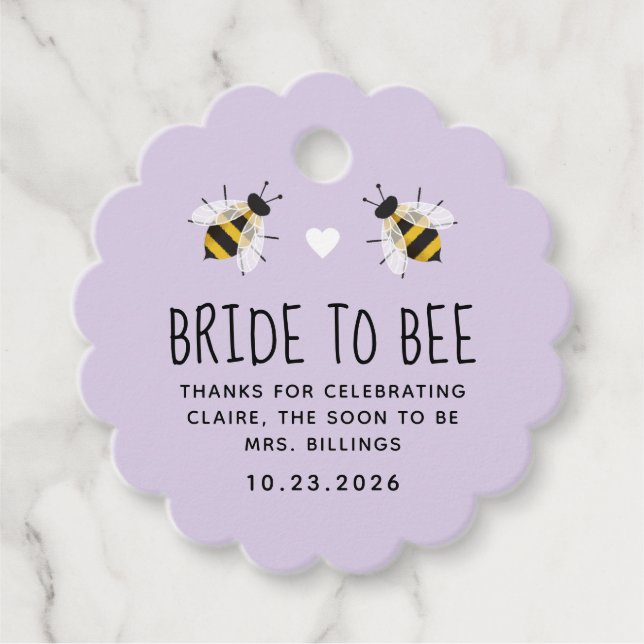 Lilac Bride to Bee Honey Shower Favour Tag (Front)