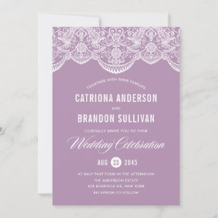 Lilac Brocade Lace Wedding Invitation II
