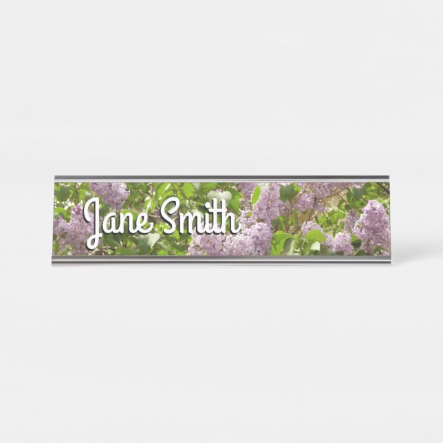 Lilac Bush Beautiful Purple Spring Flowers Desk Name Plate (Front)