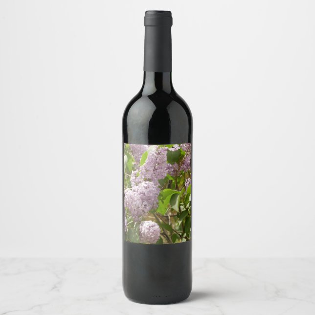 Lilac Bush Beautiful Purple Spring Flowers Wine Label (Front)