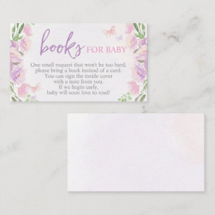 Lilac Butterfly Baby Shower Bring a Book Card 