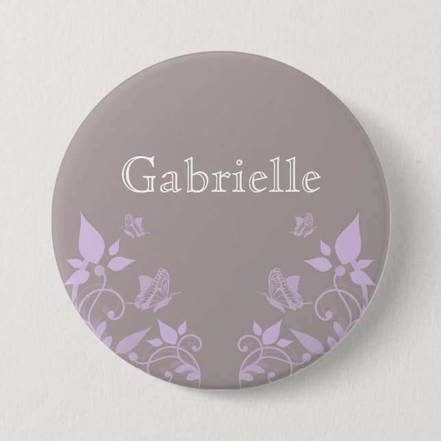 Lilac Butterfly Floral Button (Front)