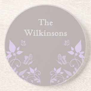 Lilac Butterfly Floral Coaster