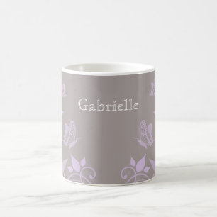 Lilac Butterfly Floral Mug