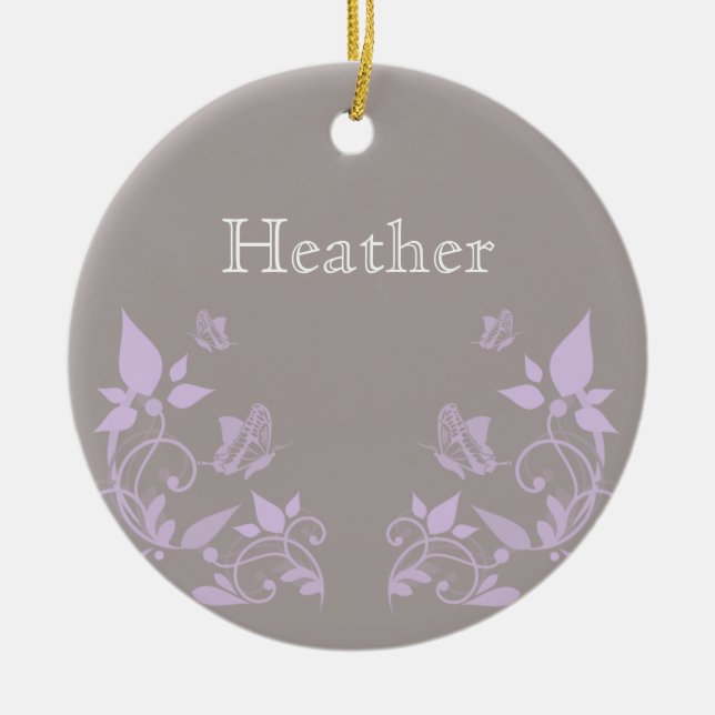 Lilac Butterfly Floral Ornament (Front)