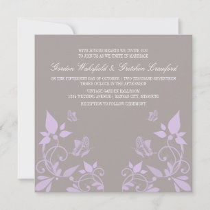 Lilac Butterfly Floral Wedding Invite