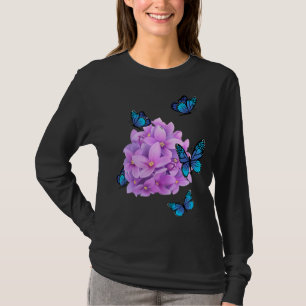 Lilac butterfly love design flowers nature white T-Shirt