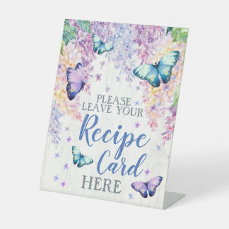 Lilac & Butterfly Recipe Card Pedestal Sign