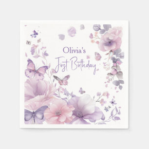 Lilac Butterfly Watercolor Disposable Luncheon Napkin