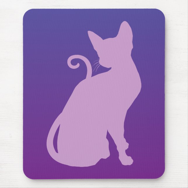 Lilac Cat on Purple Mouse Mat (Front)