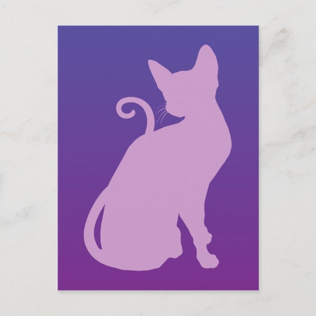 Lilac Cat on Purple Postcard (Front)