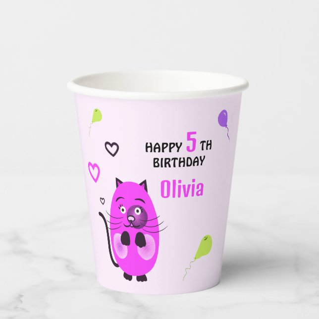 Lilac cat paper cups (Front)