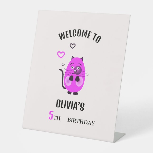 Lilac cat pedestal sign (Front)
