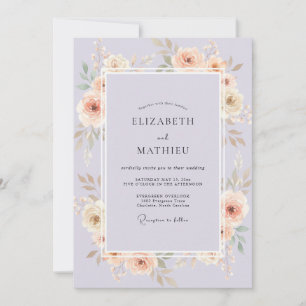 Lilac Champagne Leaf Wedding Invitation